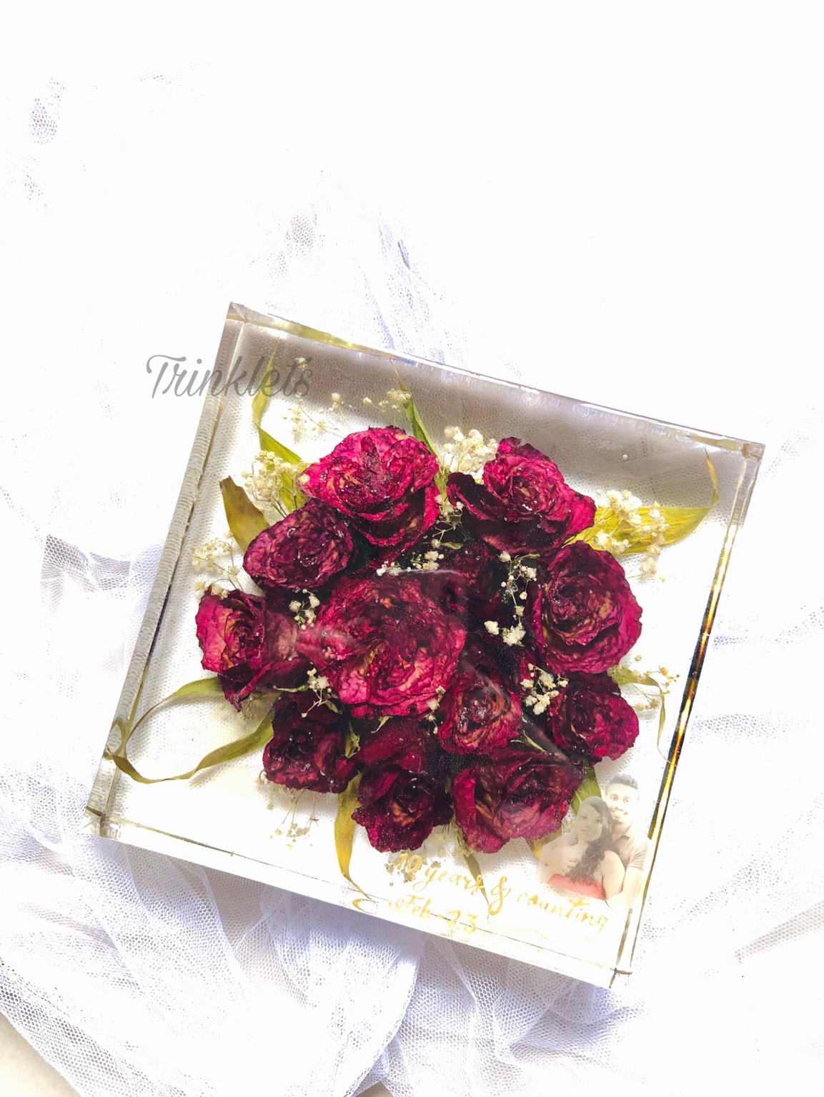 Large square floral preservation