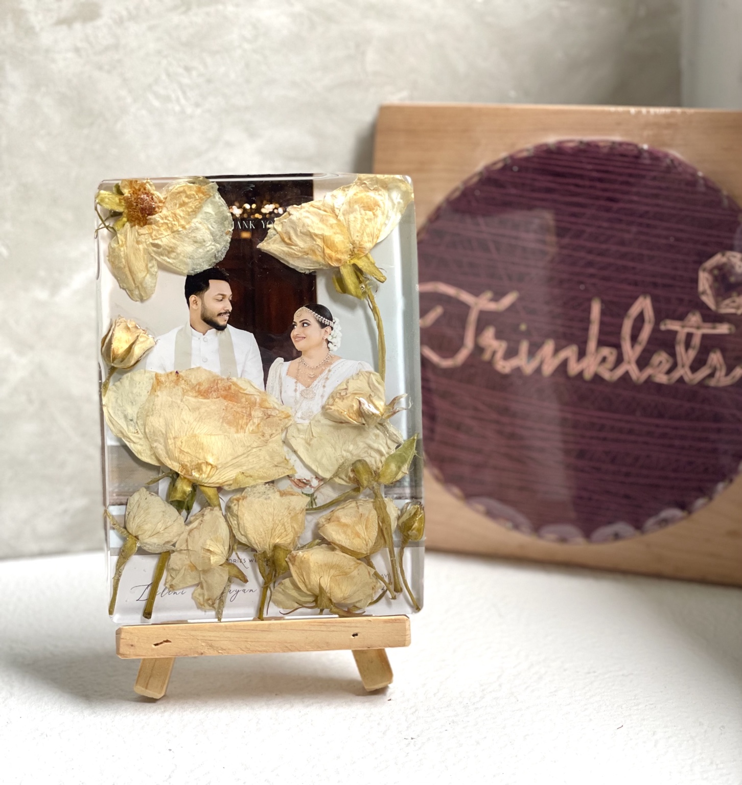 Pressed wedding bouquet frame